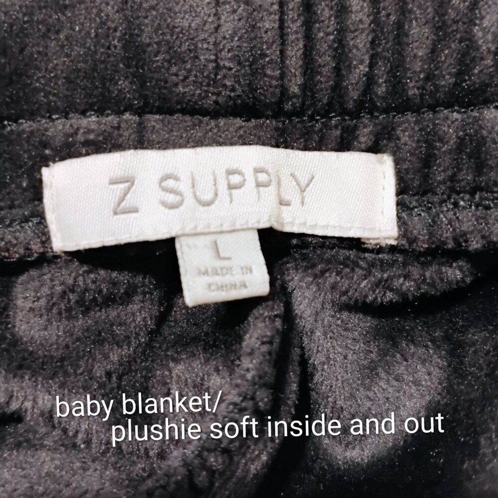 Z Supply Pants Jogger Women Velour Ultra Soft Stretchy Loungewear Pockets Black - Picture 7 of 10